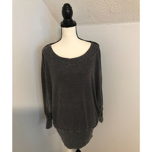 Free People We the Free Willow Black Washed Thermal Top - Size Small